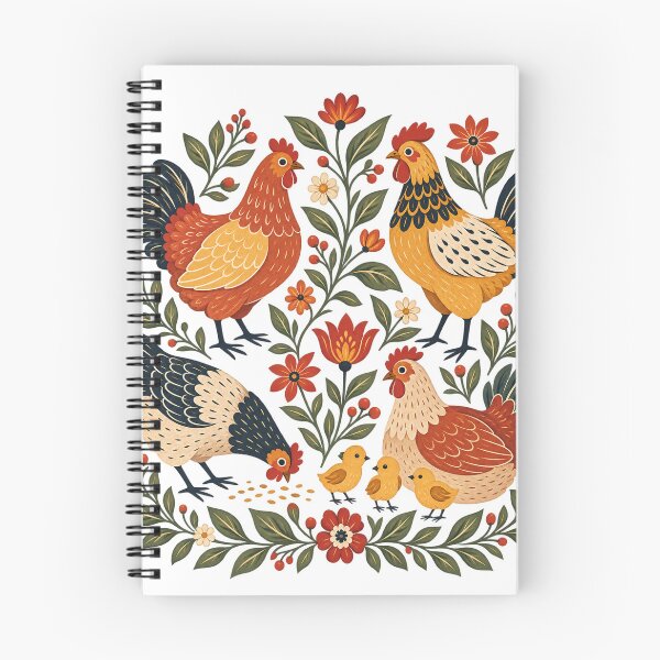Item preview, Vintage Folk Art Chickens and Hens Botanical Farmhouse Design designed and sold by CByLimbo.