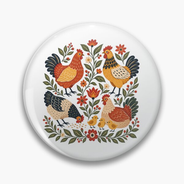 Item preview, Vintage Folk Art Chickens and Hens Botanical Farmhouse Design designed and sold by CByLimbo.