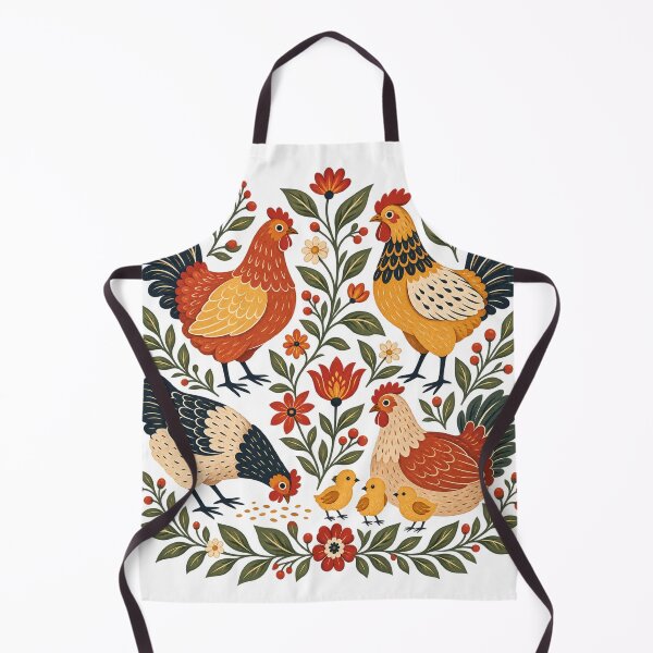 Item preview, Vintage Folk Art Chickens and Hens Botanical Farmhouse Design designed and sold by CByLimbo.