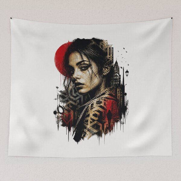 Item preview, Cyberpunk Woman City Street Art designed and sold by ERODED SELF.