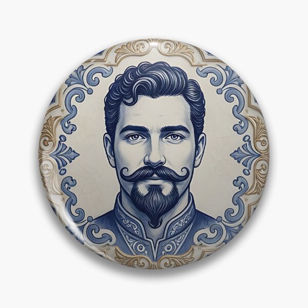 Item preview, Bearded Men Portuguese Tile Art Print - Vintage Azulejo Portrait Illustration Design designed and sold by ZhivanCrimson.