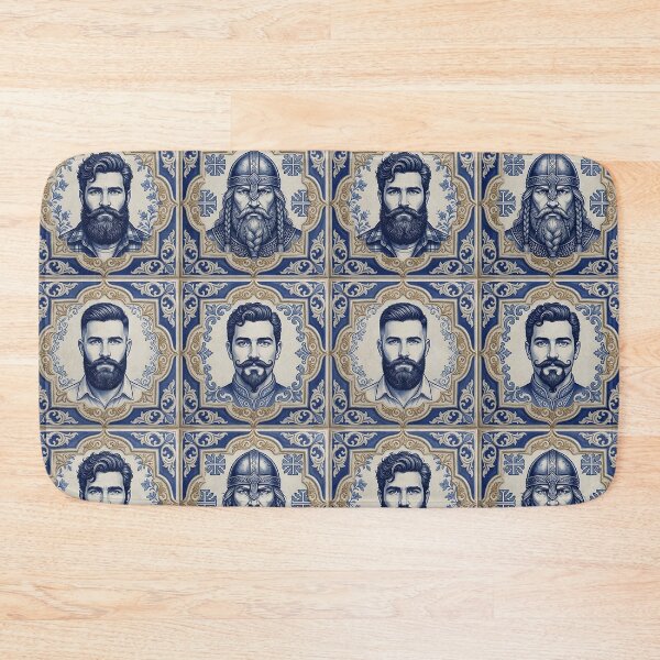Item preview, Bearded Men Portuguese Tile Art Print - Vintage Azulejo Portrait Illustration Design designed and sold by ZhivanCrimson.