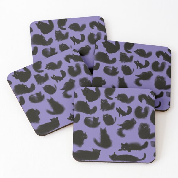 Item preview, Black cats against purple background  designed and sold by TNT-Atelier.