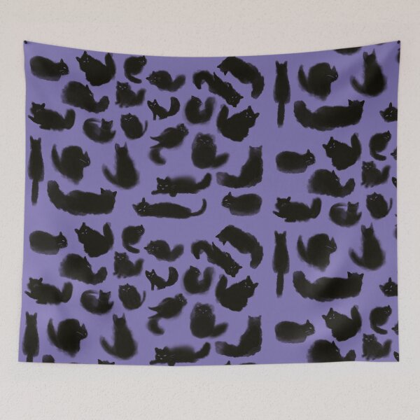 Item preview, Black cats against purple background  designed and sold by TNT-Atelier.