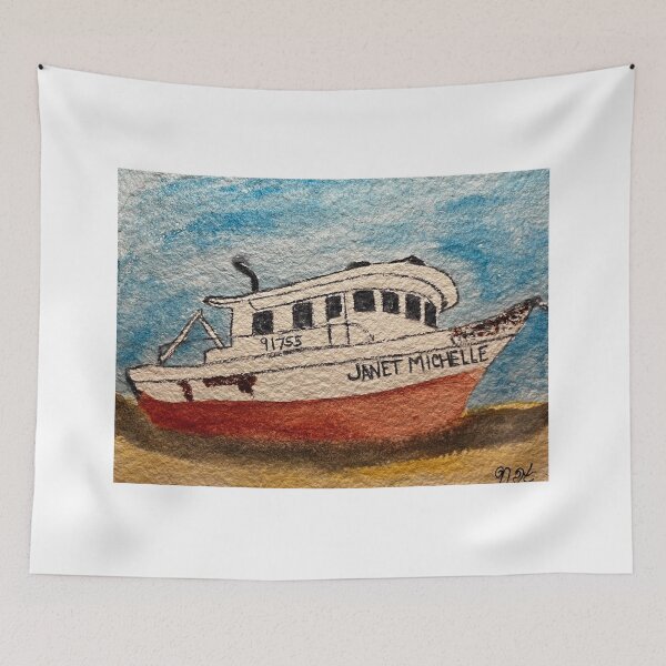 Item preview, Beached Fishing Boat Watercolor Janet  designed and sold by BirdandaBrush.