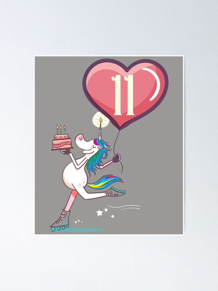 unicorn-11-year-old-birthday-girl-poster-for-sale-by-melsens-redbubble