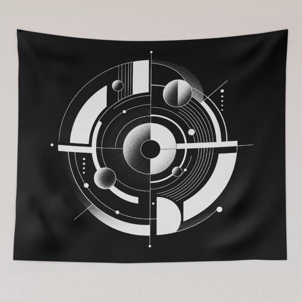 Item preview, Broken Orbit – Black and White Futuristic Geometric Art designed and sold by Carolina Salazar.