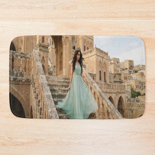 Item preview, Elegant Princess Walking Down Historic Stone Stairs designed and sold by AfresStudio.