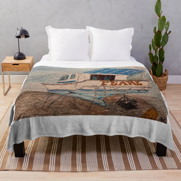 Item preview, Beached Boat Watercolor-Pearl designed and sold by BirdandaBrush.
