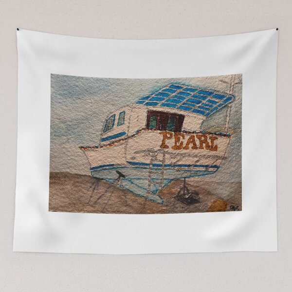 Item preview, Beached Boat Watercolor-Pearl designed and sold by BirdandaBrush.