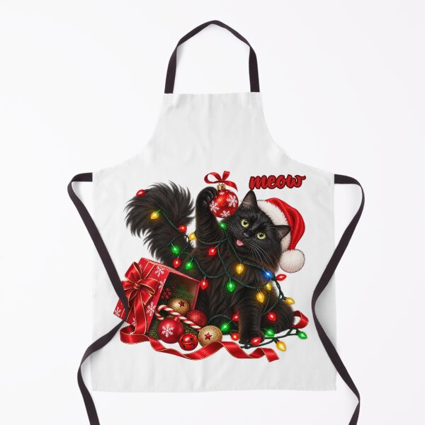 Item preview, Christmas Lights Floof Black Cat designed and sold by lumar23.