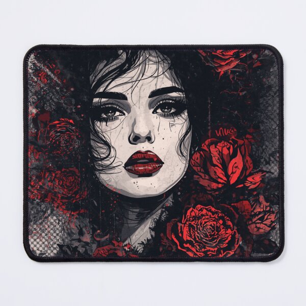 Item preview, Gothic Woman Red Roses Dark Romantic Art designed and sold by ERODED SELF.