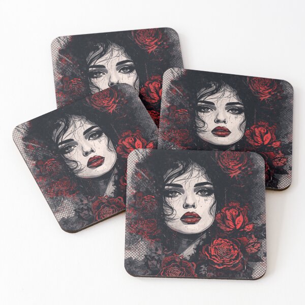 Item preview, Gothic Woman Red Roses Dark Romantic Art designed and sold by ERODED SELF.