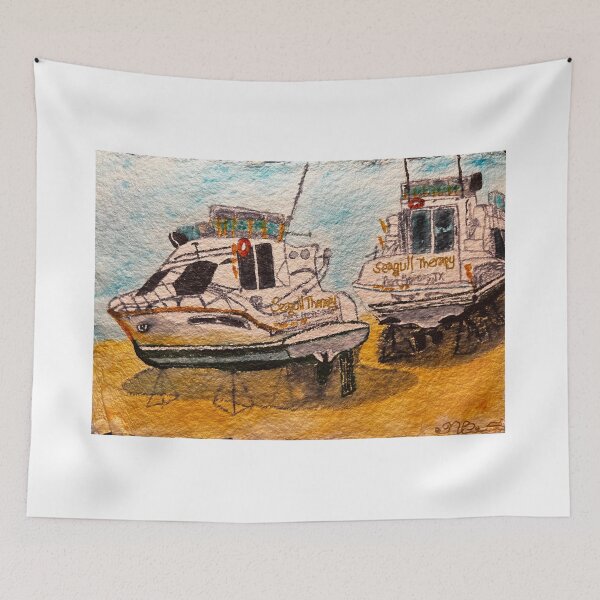 Item preview, Beached Boat Watercolor-Seagull Therapy designed and sold by BirdandaBrush.