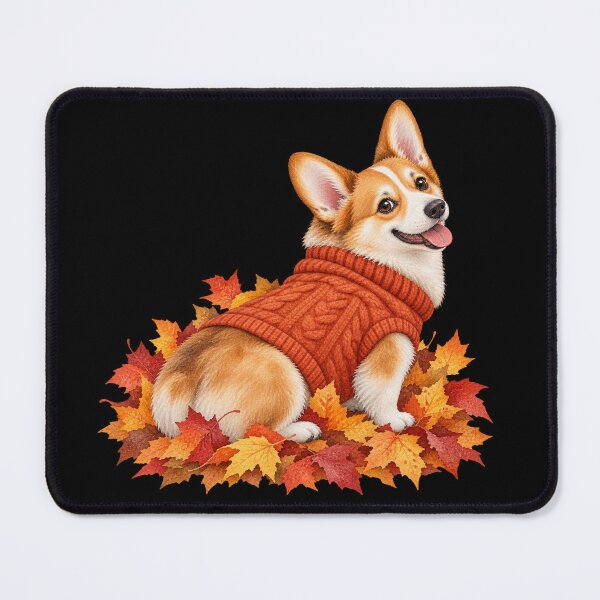 Item preview, Corgi Autumn Watercolor  Cozy Fall Pet Illustration designed and sold by Ela-graphicwiz.