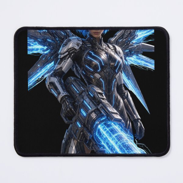 Item preview, Cyber Aero Mage - Neon Blue Storm Cannon Girl designed and sold by EvolutionMerch.