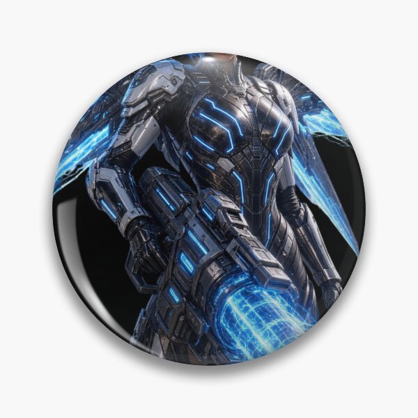 Item preview, Cyber Aero Mage - Neon Blue Storm Cannon Girl designed and sold by EvolutionMerch.