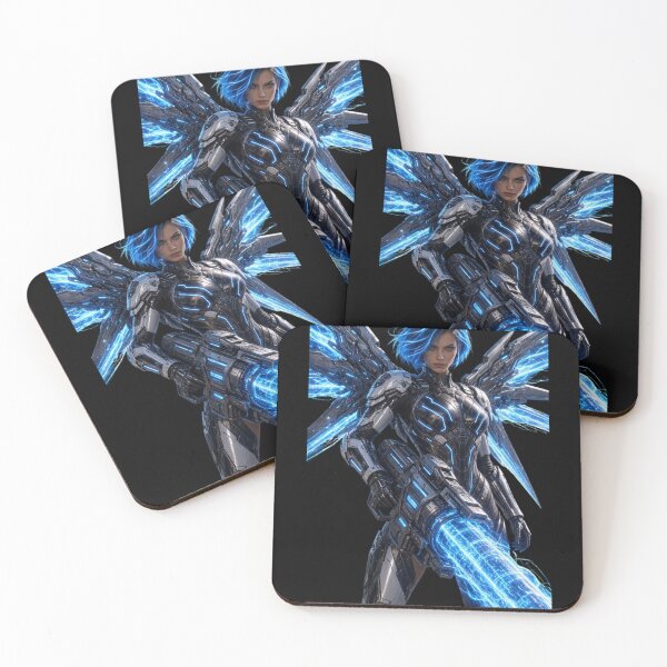 Item preview, Cyber Aero Mage - Neon Blue Storm Cannon Girl designed and sold by EvolutionMerch.