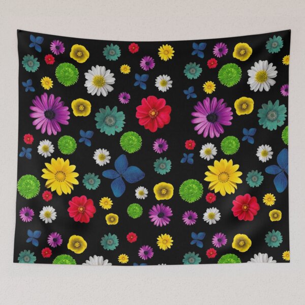 Item preview, Vibrant Neon Floral Garden on Black designed and sold by Nabutami.