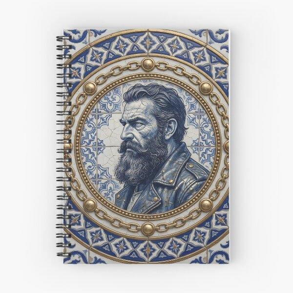 Item preview, Bearded Man Portrait Azulejo Tile Art Print - Gold Chain Frame Vintage Design designed and sold by ZhivanCrimson.