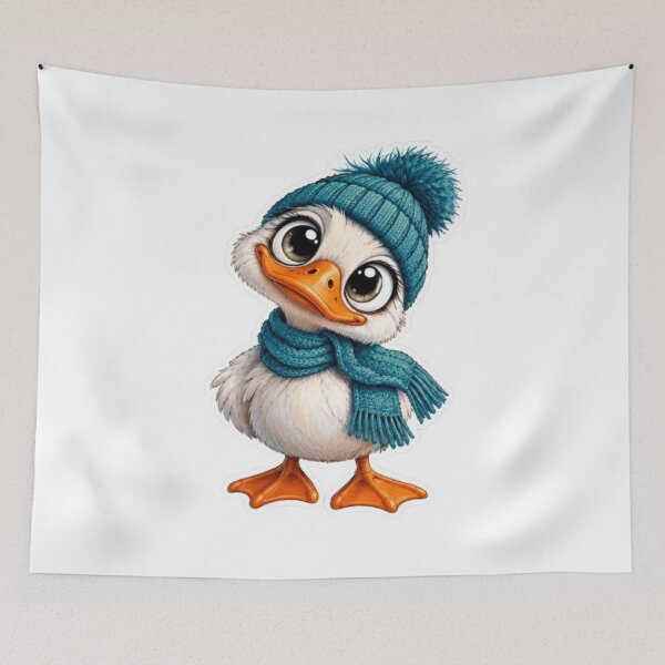Item preview, Little Duck Wearing Winter Scarf and Beanie designed and sold by Snurly.