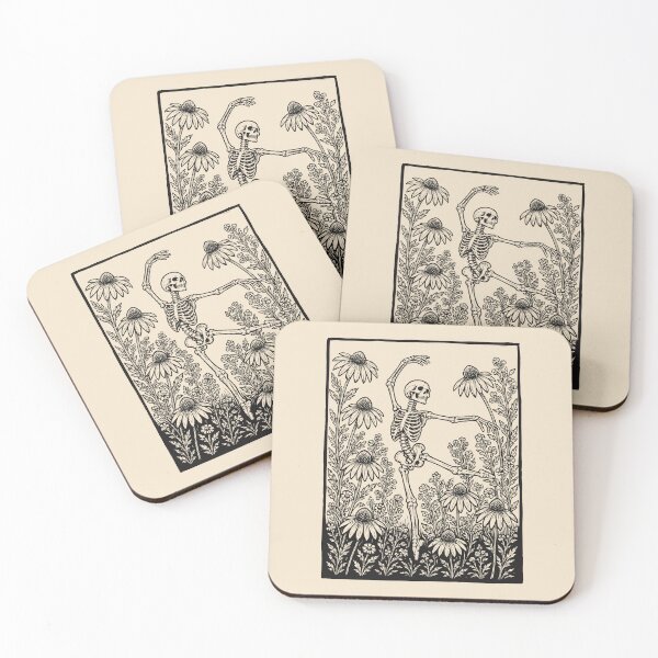 Item preview, Skeleton Ballerina Linocut Boho Floral Dancing  designed and sold by Y-Vibes.