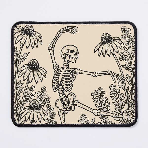 Item preview, Skeleton Ballerina Linocut Boho Floral Dancing  designed and sold by Y-Vibes.