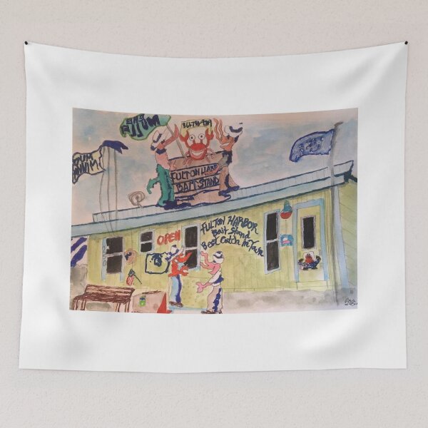 Item preview, Bait Stand in Fulton Harbor – Coastal Texas Watercolor designed and sold by BirdandaBrush.