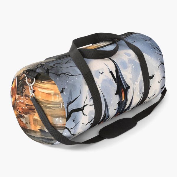 Item preview, Haunted House Halloween Watercolor Pumpkins Moon Print designed and sold by Nine Lives Studio.