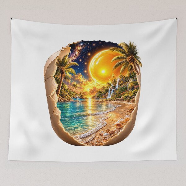 Item preview, Golden Paradise Beach Hole in Wall Fantasy Landscape  designed and sold by LC&LCPlatform.