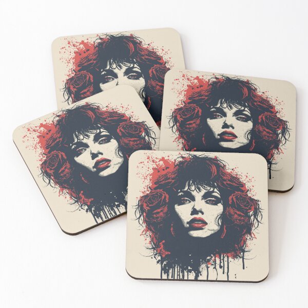 Item preview, Retro Grunge Woman Portrait Roses Paint Drips designed and sold by ERODED SELF.