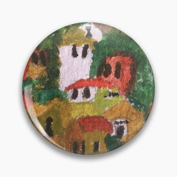 Item preview, Hillside by the Sea – Colorful Village Painting designed and sold by BirdandaBrush.