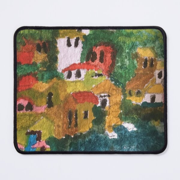 Item preview, Hillside by the Sea – Colorful Village Painting designed and sold by BirdandaBrush.