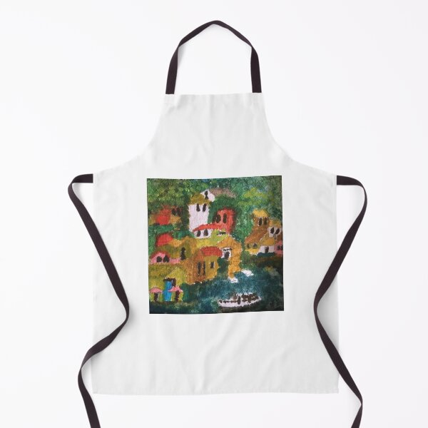 Item preview, Hillside by the Sea – Colorful Village Painting designed and sold by BirdandaBrush.