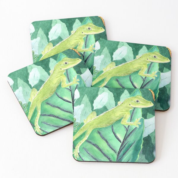 Item preview, Green Anole Reptile watercolor designed and sold by Sonoran Glimmer.