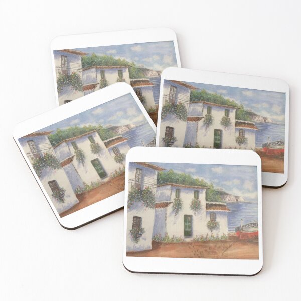 Item preview, Beachside white cottage designed and sold by BrendaMillenArt.