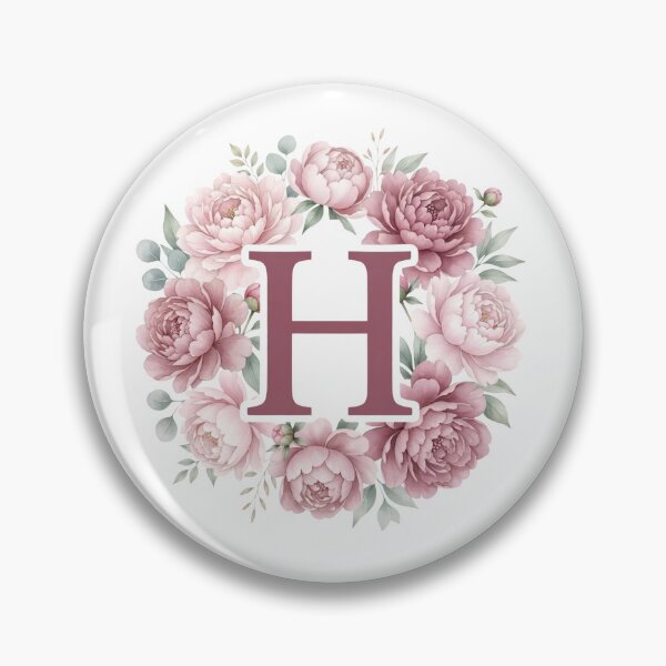 Item preview, Letter H Pink Peony Floral Monogram designed and sold by ITCHAWAWAA.
