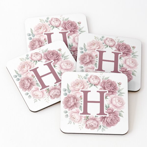Item preview, Letter H Pink Peony Floral Monogram designed and sold by ITCHAWAWAA.