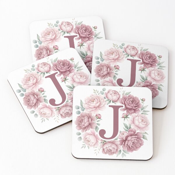 Item preview,  Letter J Pink Peony Floral Monogram designed and sold by ITCHAWAWAA.