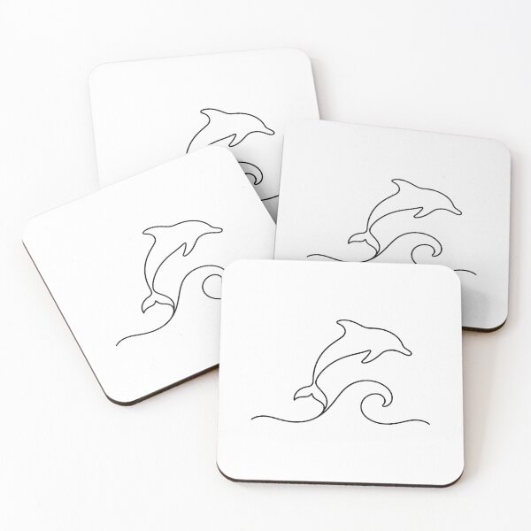 Item preview, Dolphin Wave Minimal Line Art designed and sold by LineArtDrawing.