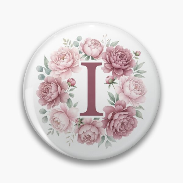 Item preview, Letter I Pink Peony Floral Monogram designed and sold by ITCHAWAWAA.
