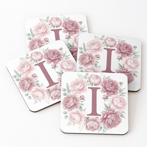 Item preview, Letter I Pink Peony Floral Monogram designed and sold by ITCHAWAWAA.