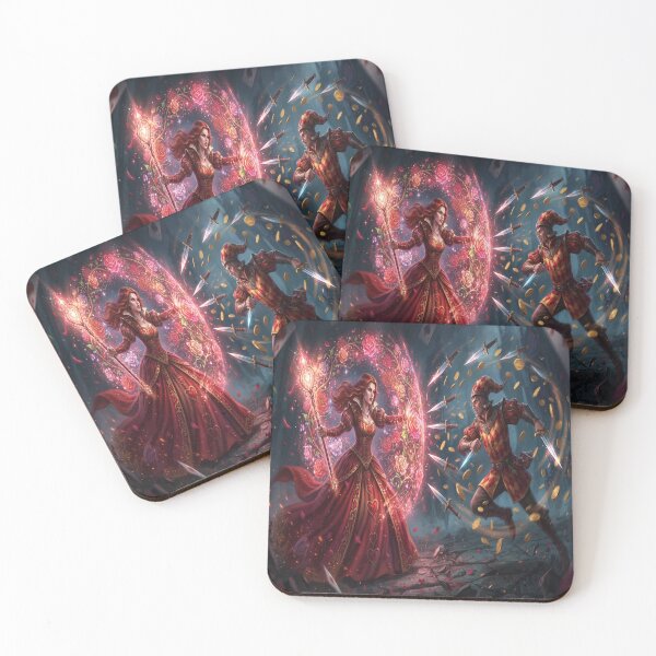 Item preview, Queen of Hearts vs Jester Card Duel with Magic Roses and Daggers designed and sold by AfresStudio.