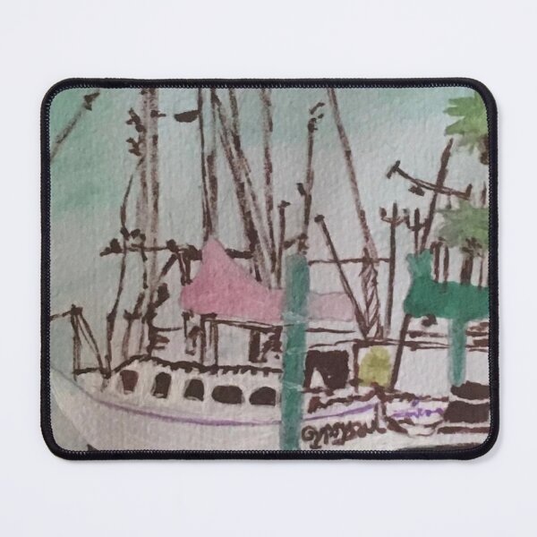 Item preview, Shrimp Boats at the Harbor – Coastal Watercolor designed and sold by BirdandaBrush.