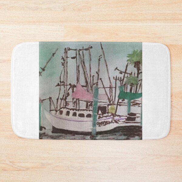 Item preview, Shrimp Boats at the Harbor – Coastal Watercolor designed and sold by BirdandaBrush.