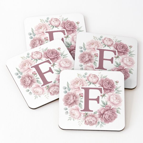 Item preview, Letter F Pink Peony Floral Monogram designed and sold by ITCHAWAWAA.