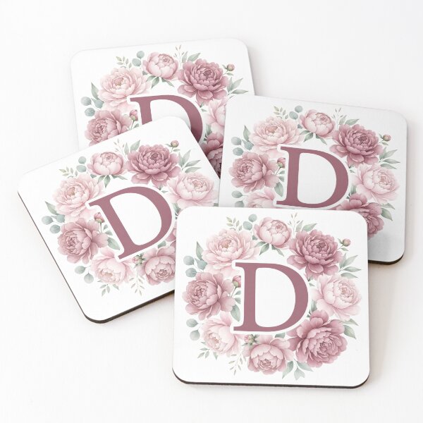 Item preview, Letter D Pink Peony Floral Monogram designed and sold by ITCHAWAWAA.