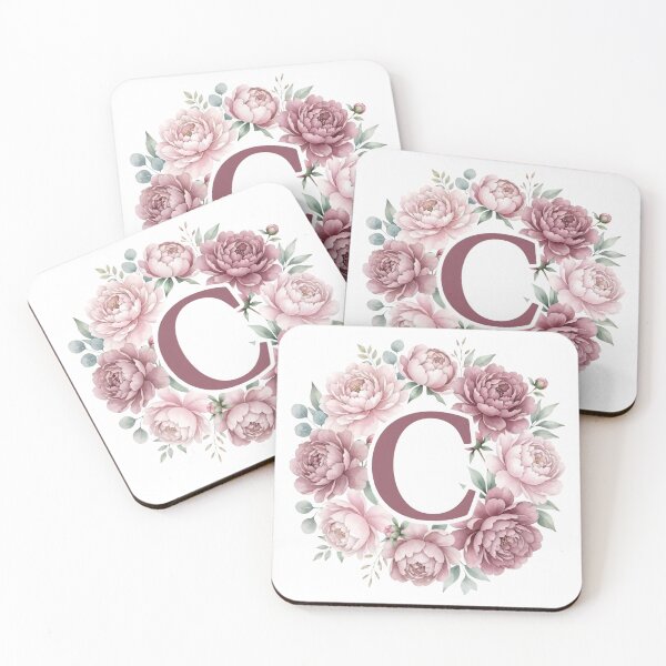 Item preview, Letter C Pink Peony Floral Monogram designed and sold by ITCHAWAWAA.