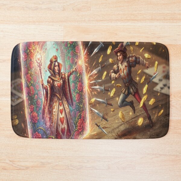 Item preview, Magical Queen Card and Jester Battle Strategy Art designed and sold by AfresStudio.