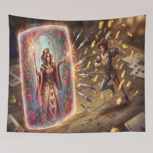 Item preview, Magical Queen Card and Jester Battle Strategy Art designed and sold by AfresStudio.